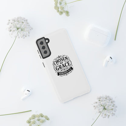 Chosen by Grace (Black Lettering), Rugged Phone Case, Inspirational Mobile Cover, Gift for Faith Lovers, Faith-Based Protector