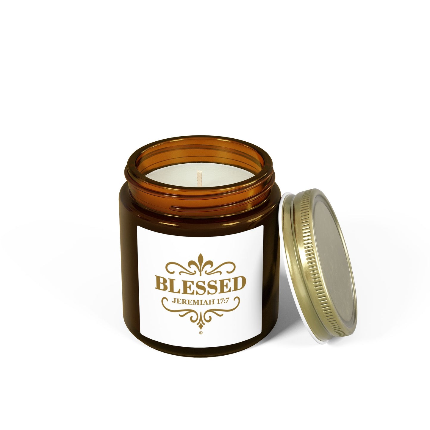 Blessed (Gold Lettering) Scented Candle - Coconut Apricot Wax, Inspirational Home Decor, Gifts for Believers, Relaxation