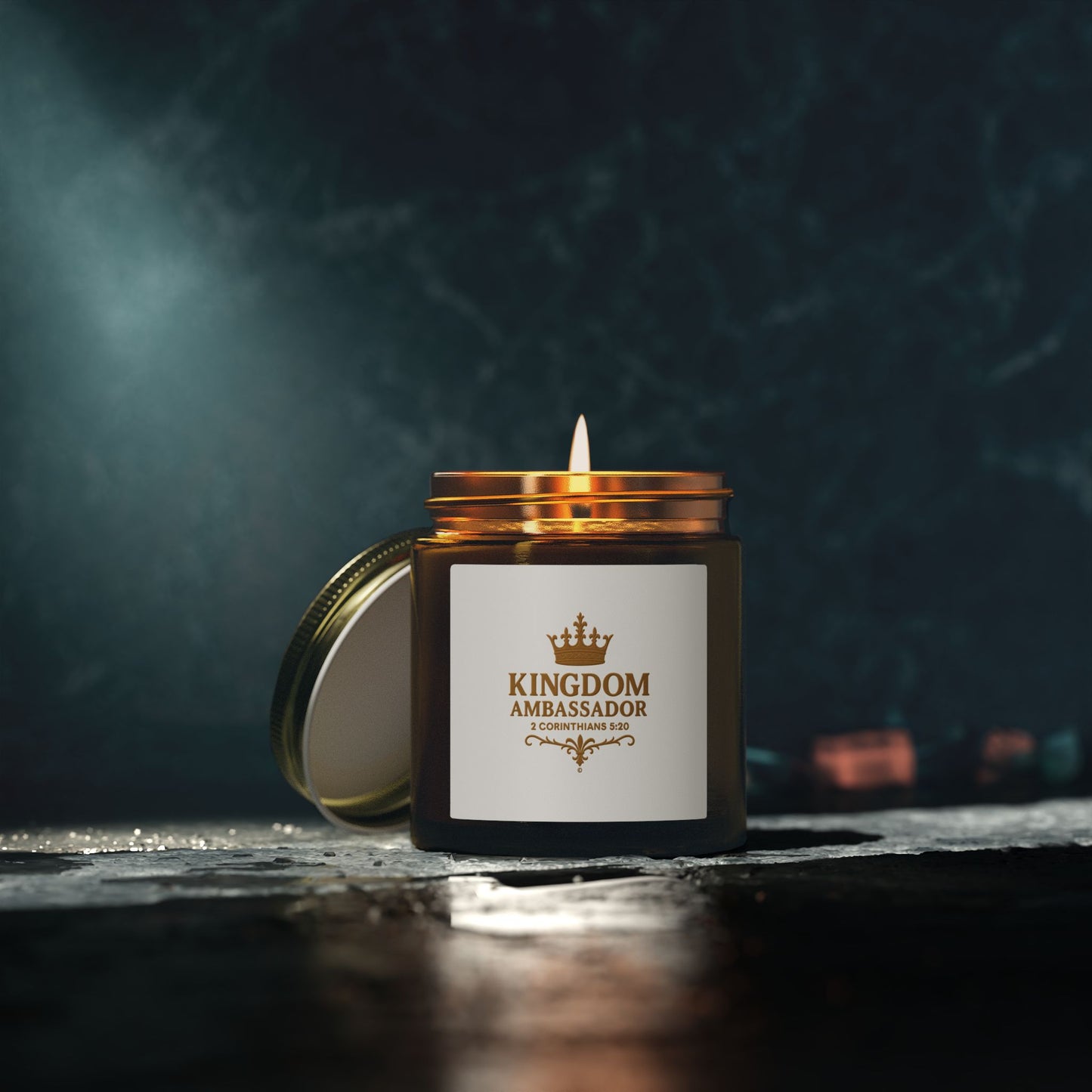Kingdom Ambassador (Gold Lettering) Scented Candle - Coconut Apricot Wax, Inspirational Home Decor, Gifts for Believers, Relaxation