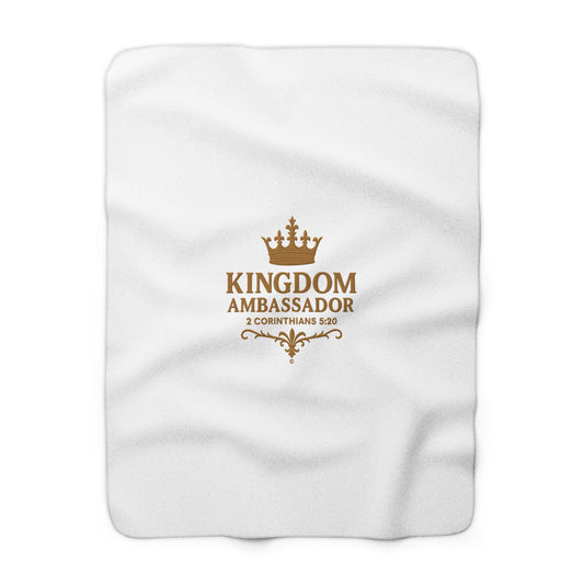Kingdom Ambassador (Gold Lettering) Sherpa Fleece Blanket, Inspirational Gift