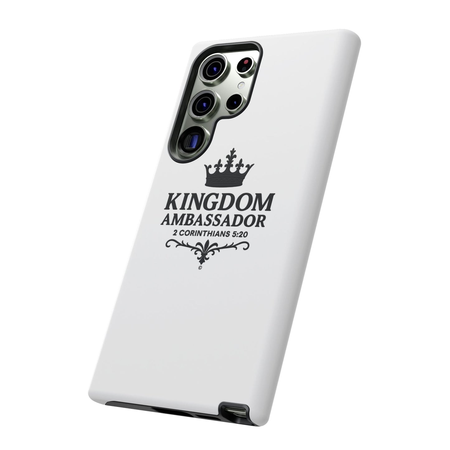 Kingdom Ambassador (Black Lettering) Rugged Phone Case, Inspirational Mobile Cover, Gift for Faith Lovers, Faith-Based Protector