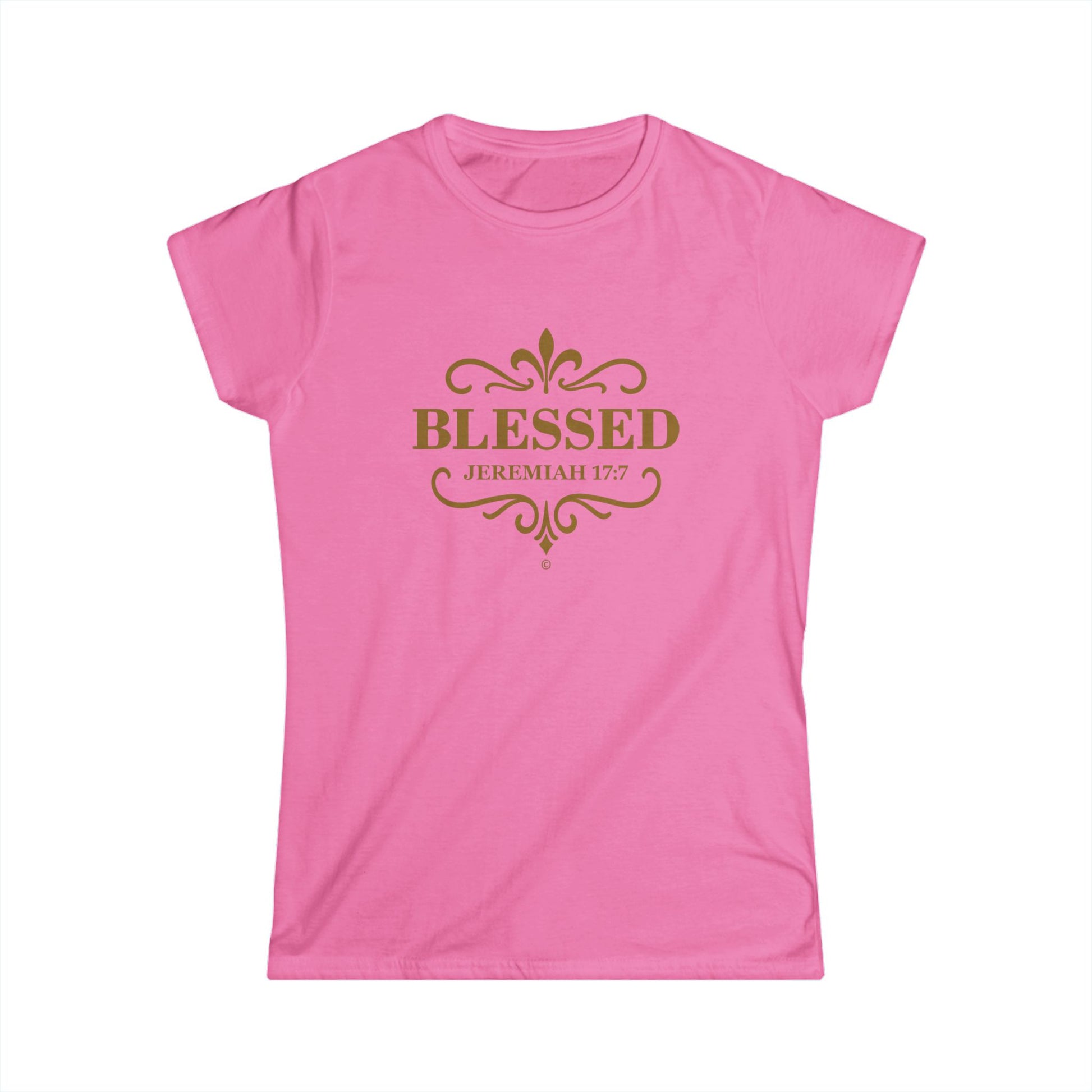 Blessed (Gold Lettering) Women's Softstyle Tee - Cross Apparel USA
