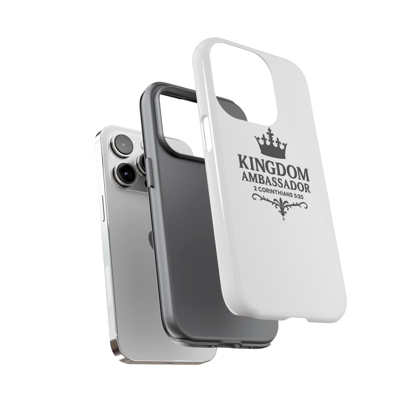 Kingdom Ambassador (Black Lettering) Rugged Phone Case, Inspirational Mobile Cover, Gift for Faith Lovers, Faith-Based Protector