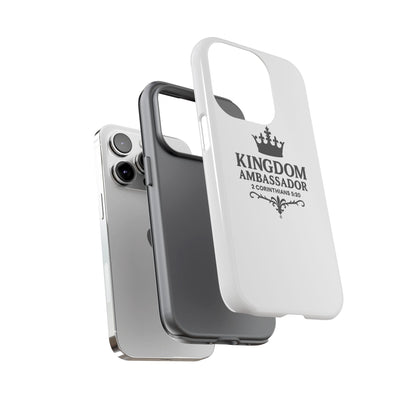 Kingdom Ambassador (Black Lettering) Rugged Phone Case, Inspirational Mobile Cover, Gift for Faith Lovers, Faith-Based Protector