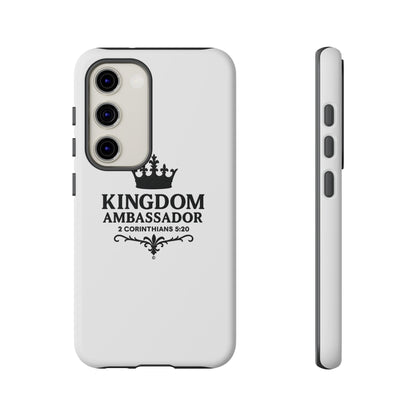 Kingdom Ambassador (Black Lettering) Rugged Phone Case, Inspirational Mobile Cover, Gift for Faith Lovers, Faith-Based Protector