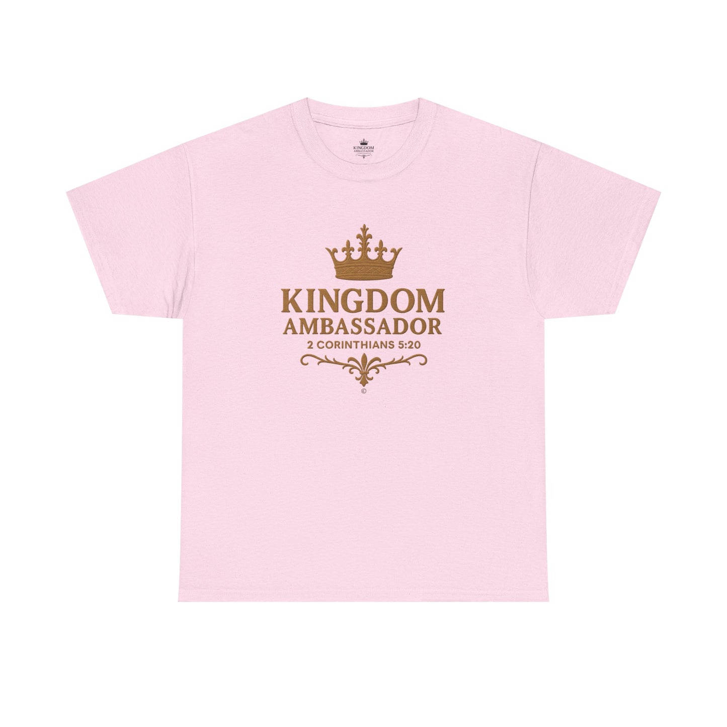 Kingdom Ambassador (Gold Lettering) Tee | Unisex Heavy Cotton Shirt, Faith-Based Apparel, Christian T-Shirt, Inspirational Gift, Scripture Tees