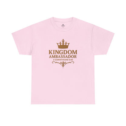 Kingdom Ambassador (Gold Lettering) Tee | Unisex Heavy Cotton Shirt, Faith-Based Apparel, Christian T-Shirt, Inspirational Gift, Scripture Tees