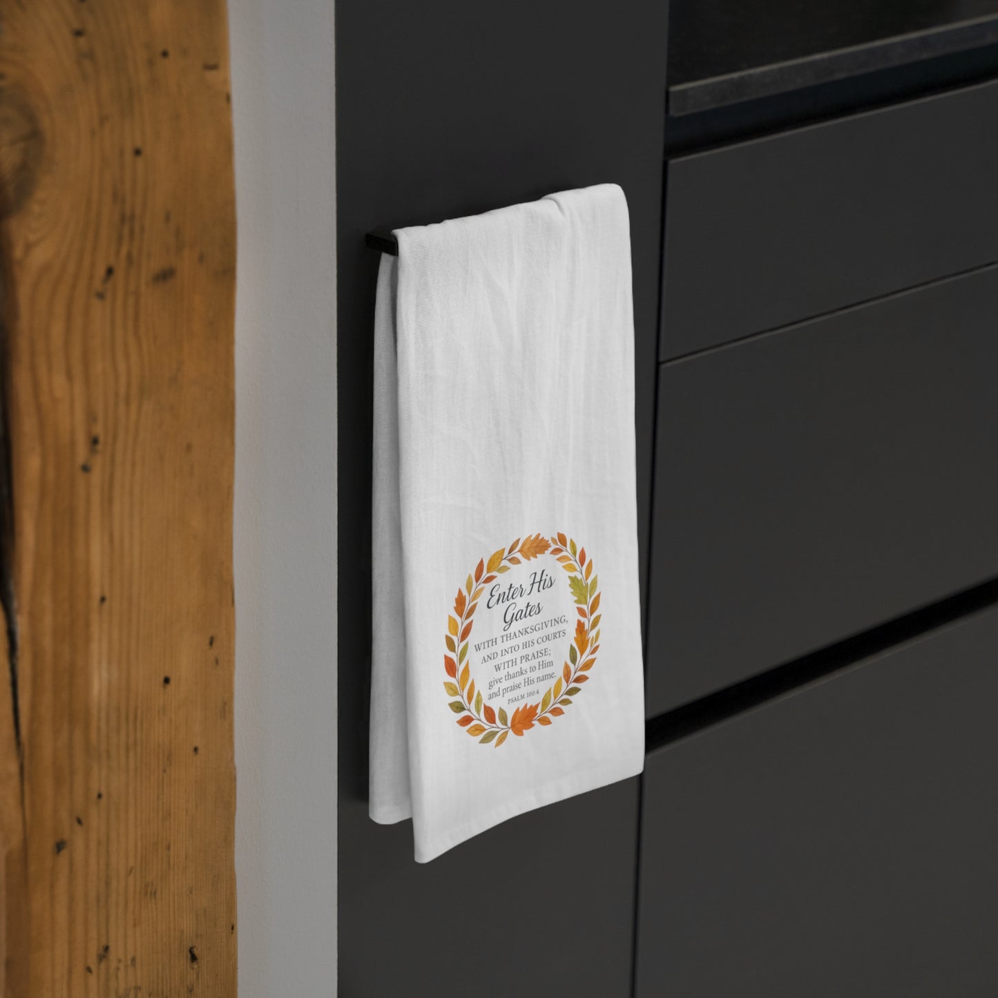Enter His Gates with Thanksgiving Tea Towel, Inspirational Gift