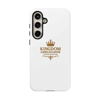Kingdom Ambassador (Gold Lettering) Rugged Phone Case, Inspirational Mobile Cover, Gift for Faith Lovers, Faith-Based Protector