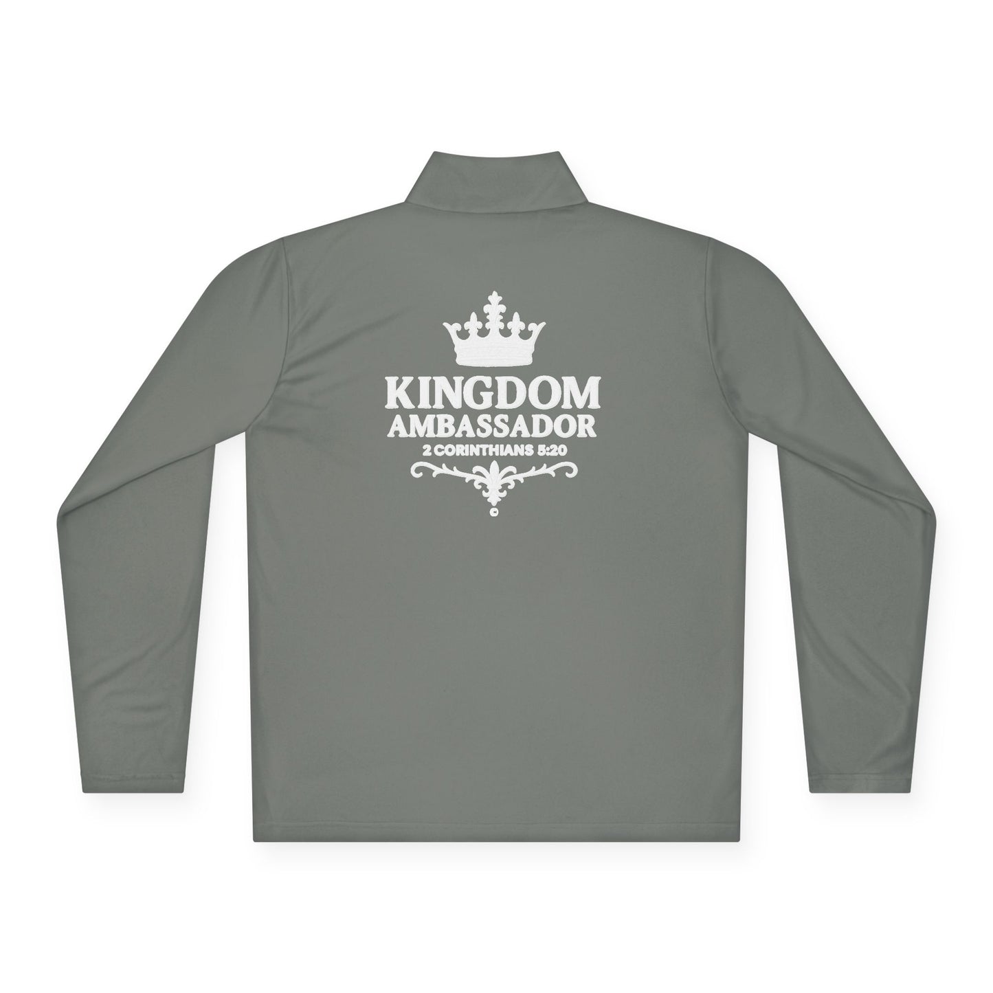 Kingdom Ambassador (Small Design on Front and Full design on the back side) Stylish Unisex Quarter-Zip Pullover for Everyday Comfort, Cozy Apparel, Trendy Layering, Casual Wear, Great for Believers