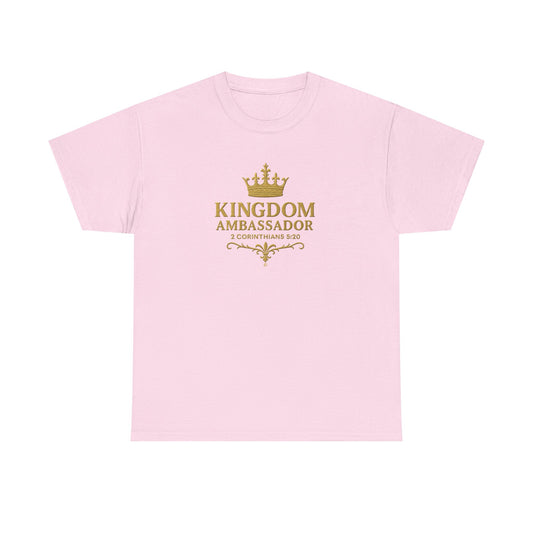 Kingdom Ambassador (Gold Lettering) Unisex Heavy Cotton Tee - Cross Apparel USA