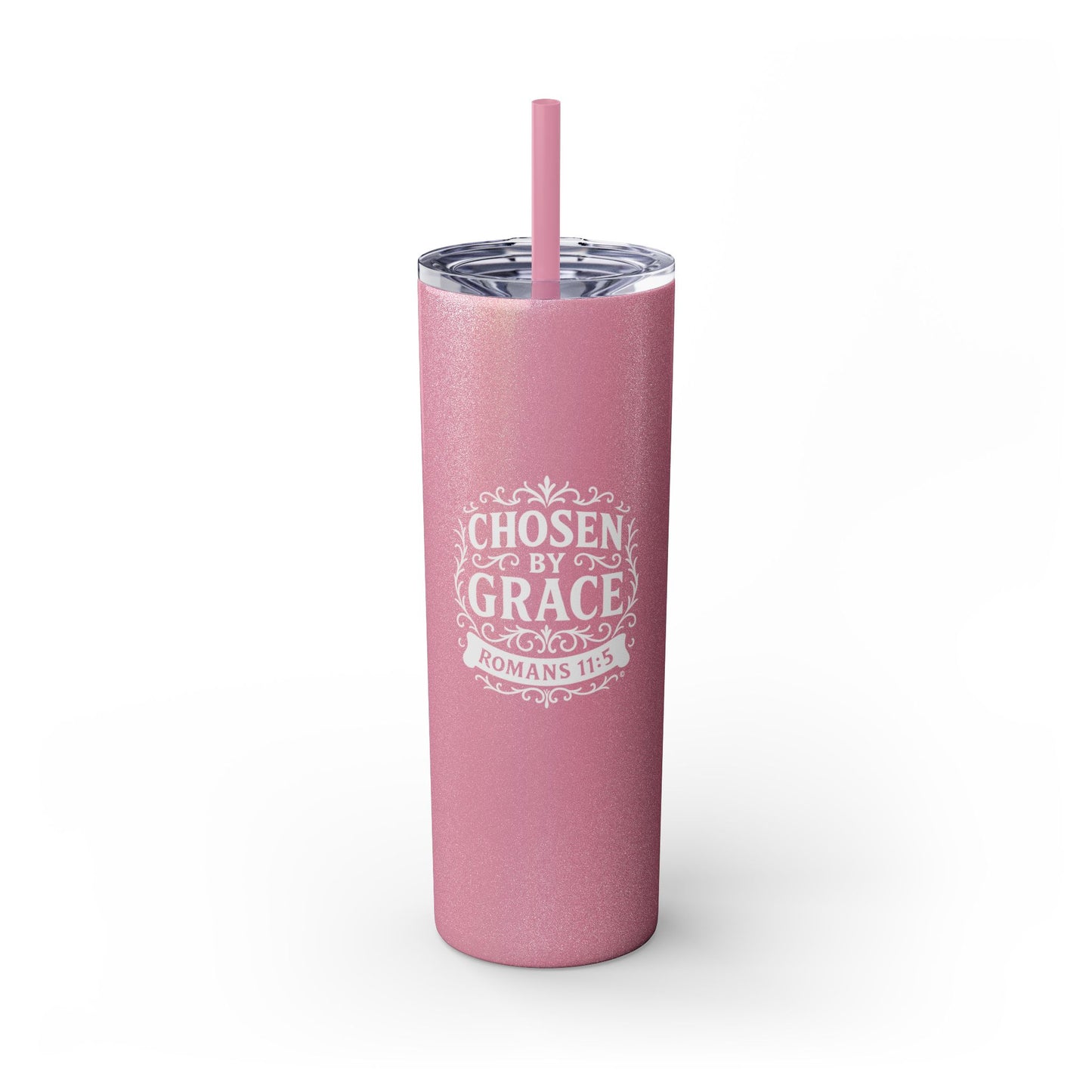 Chosen by Grace (White Lettering) 20oz Skinny Tumbler, Inspirational Travel Mug, Unique Gift for Faith Lovers, Bible Verse Drinkware, Motivational Water Bottle