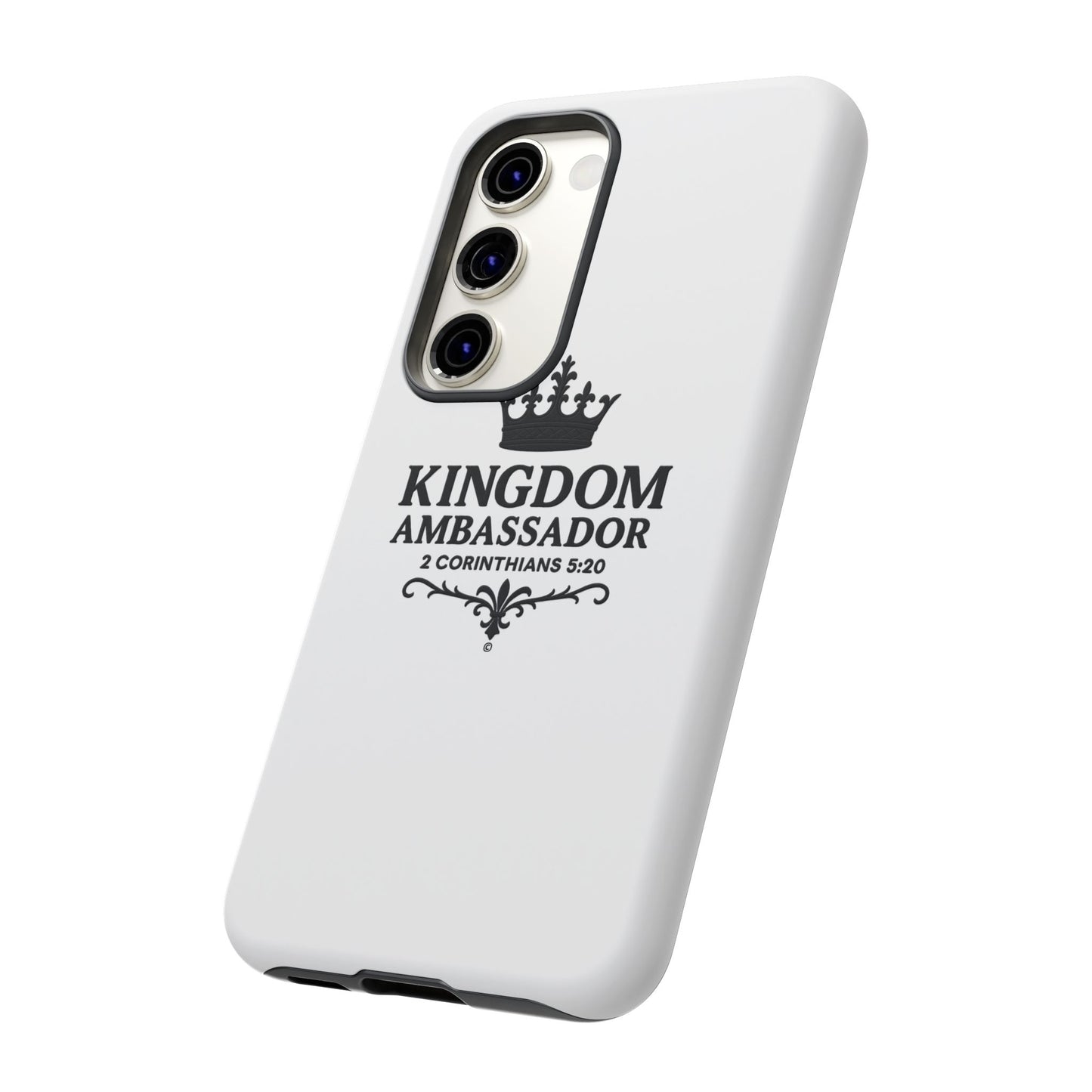Kingdom Ambassador (Black Lettering) Rugged Phone Case, Inspirational Mobile Cover, Gift for Faith Lovers, Faith-Based Protector