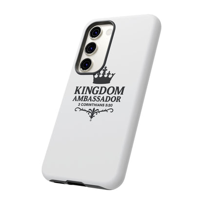 Kingdom Ambassador (Black Lettering) Rugged Phone Case, Inspirational Mobile Cover, Gift for Faith Lovers, Faith-Based Protector
