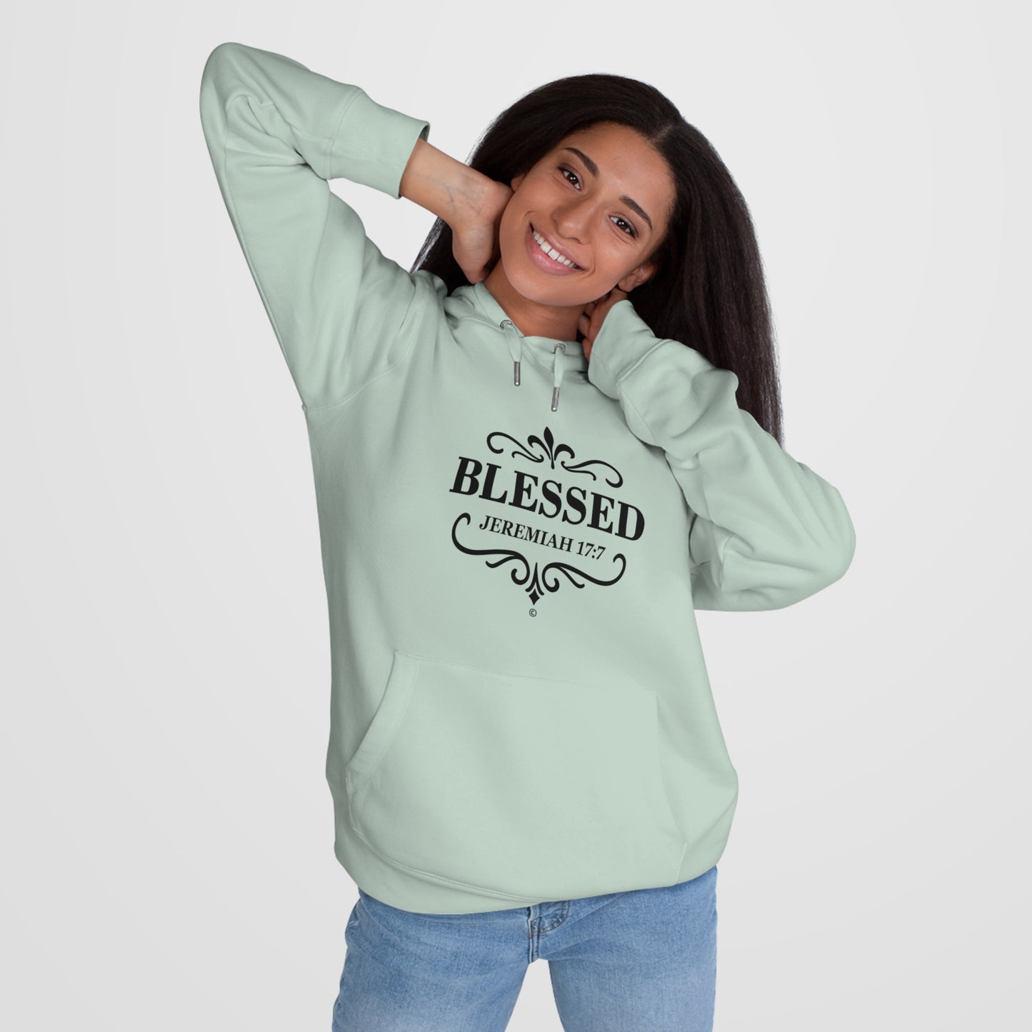 Blessed (Black Lettering Design on Front only) Hooded Sweatshirt