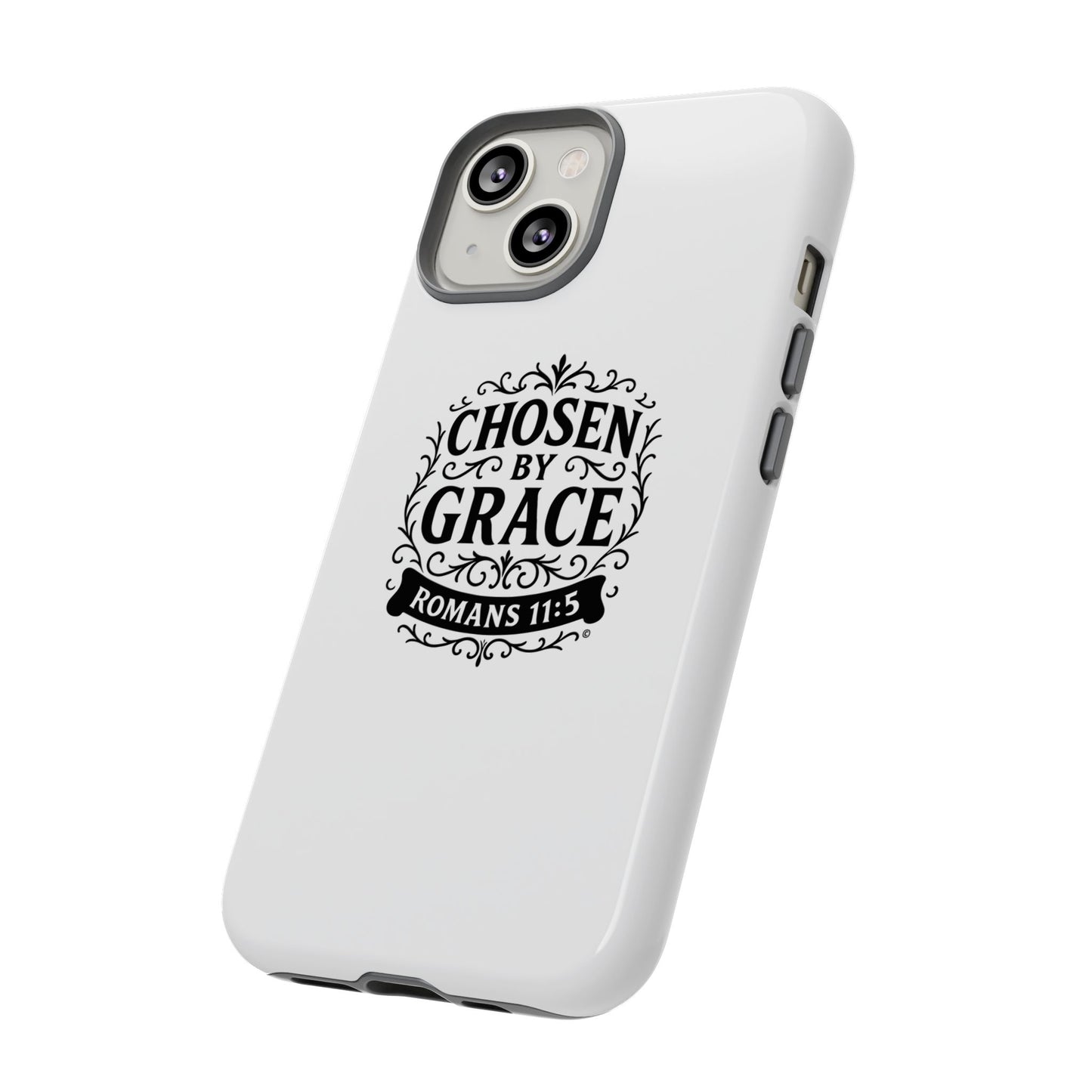 Chosen by Grace (Black Lettering), Rugged Phone Case, Inspirational Mobile Cover, Gift for Faith Lovers, Faith-Based Protector
