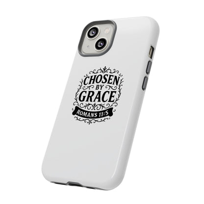 Chosen by Grace (Black Lettering), Rugged Phone Case, Inspirational Mobile Cover, Gift for Faith Lovers, Faith-Based Protector