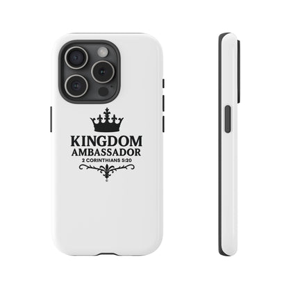 Kingdom Ambassador (Black Lettering) Rugged Phone Case, Inspirational Mobile Cover, Gift for Faith Lovers, Faith-Based Protector