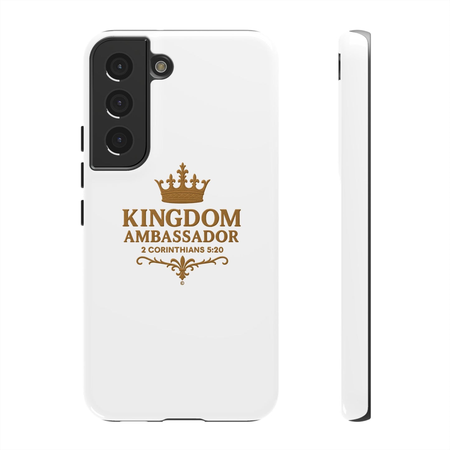 Kingdom Ambassador (Gold Lettering) Rugged Phone Case, Inspirational Mobile Cover, Gift for Faith Lovers, Faith-Based Protector