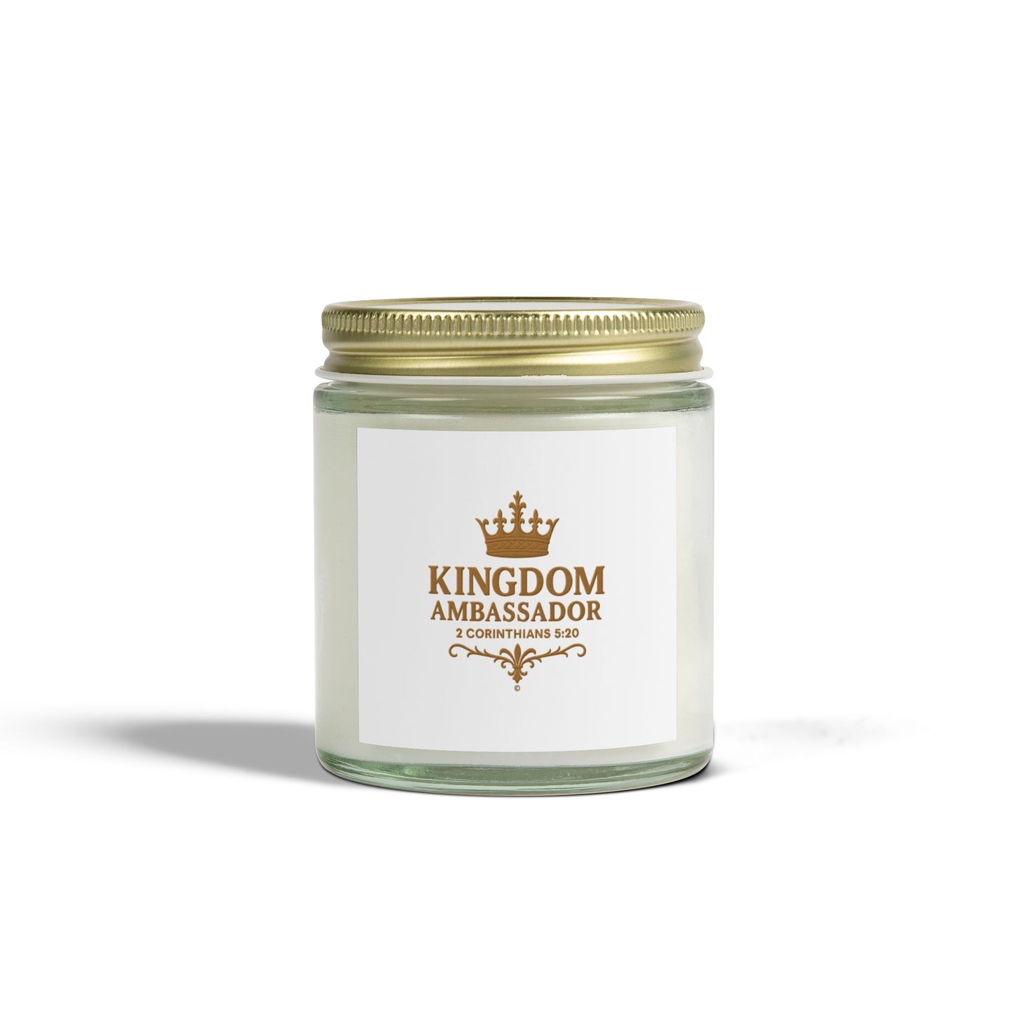 Kingdom Ambassador (Gold Lettering) Scented Candle - Coconut Apricot Wax, Inspirational Home Decor, Gifts for Believers, Relaxation