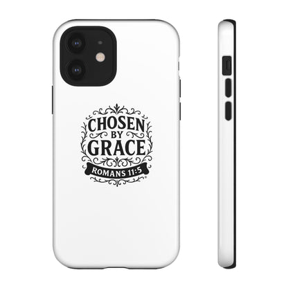 Chosen by Grace (Black Lettering), Rugged Phone Case, Inspirational Mobile Cover, Gift for Faith Lovers, Faith-Based Protector
