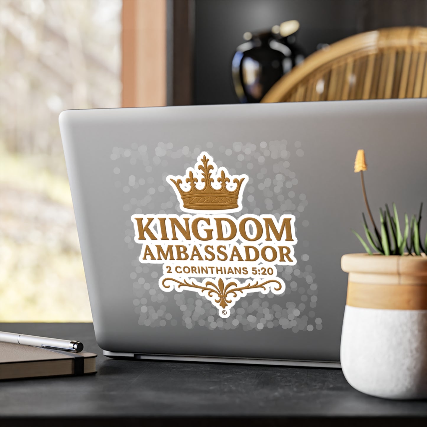 Kingdom Ambassador (Gold Lettering) Kiss-Cut Vinyl Decals, Inspirational Wall Art, Faith-Based Gifts, Home Decor