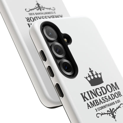 Kingdom Ambassador (Black Lettering) Rugged Phone Case, Inspirational Mobile Cover, Gift for Faith Lovers, Faith-Based Protector