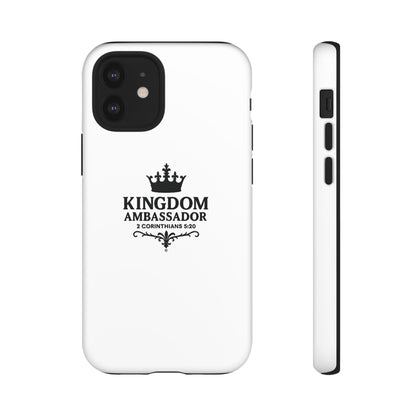 Kingdom Ambassador (Black Lettering) Rugged Phone Case, Inspirational Mobile Cover, Gift for Faith Lovers, Faith-Based Protector - Cross Apparel USA