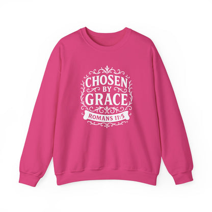 Chosen by Grace (White Lettering) Unisex Crewneck Sweatshirt - Inspirational Gift, Faith-Based Apparel, Cozy Casual Wear, Bible Verse Sweatshirt