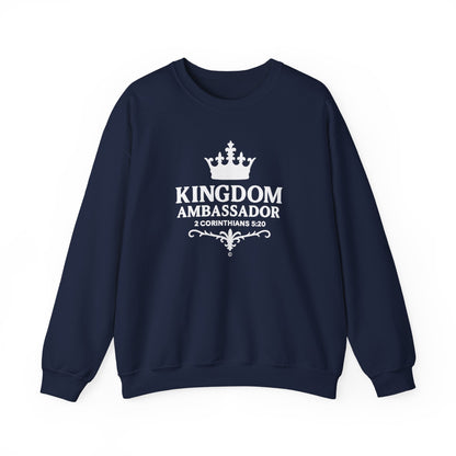 Kingdom Ambassador (White Lettering) Unisex Crewneck Sweatshirt - Inspirational Gift, Faith-Based Apparel, Cozy Casual Wear, Bible Verse Sweatshirt