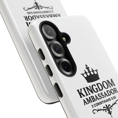 Kingdom Ambassador (Black Lettering) Rugged Phone Case, Inspirational Mobile Cover, Gift for Faith Lovers, Faith-Based Protector