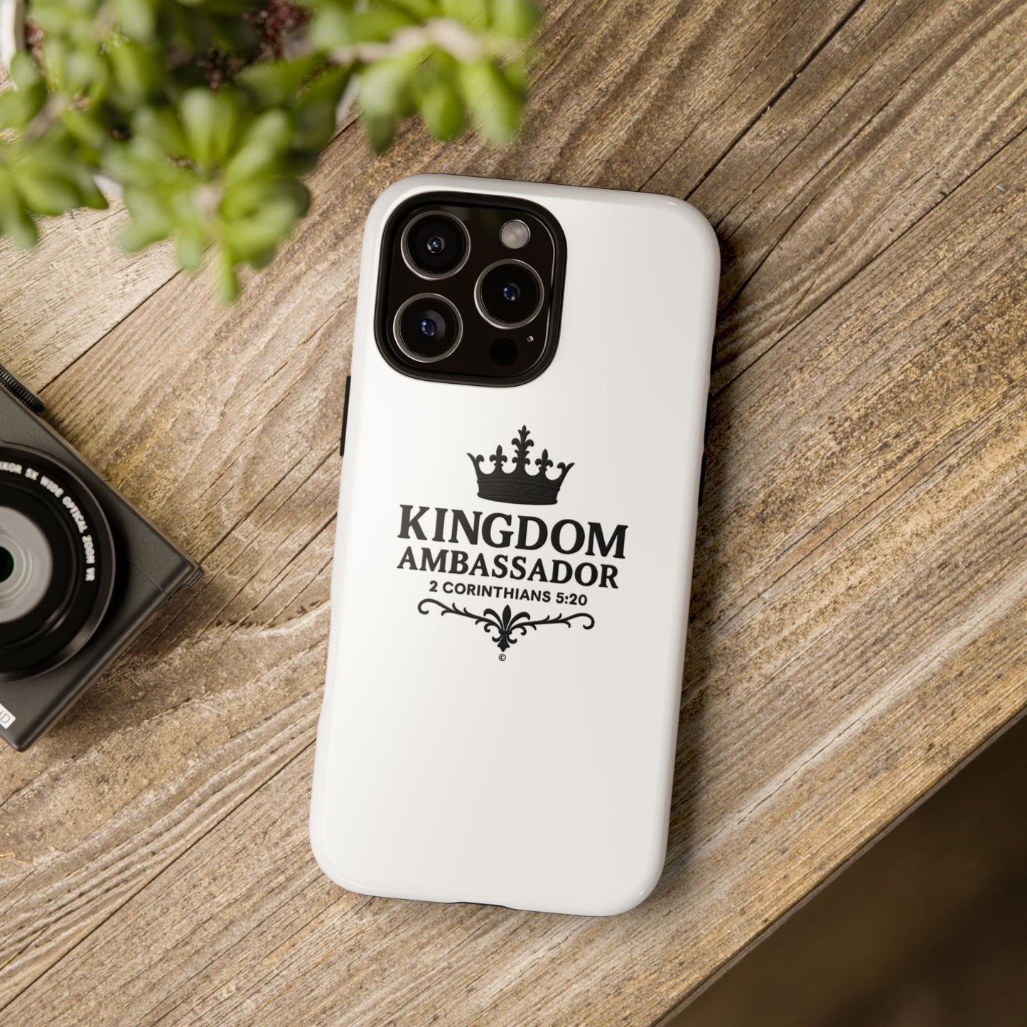 Kingdom Ambassador (Black Lettering) Rugged Phone Case, Inspirational Mobile Cover, Gift for Faith Lovers, Faith-Based Protector