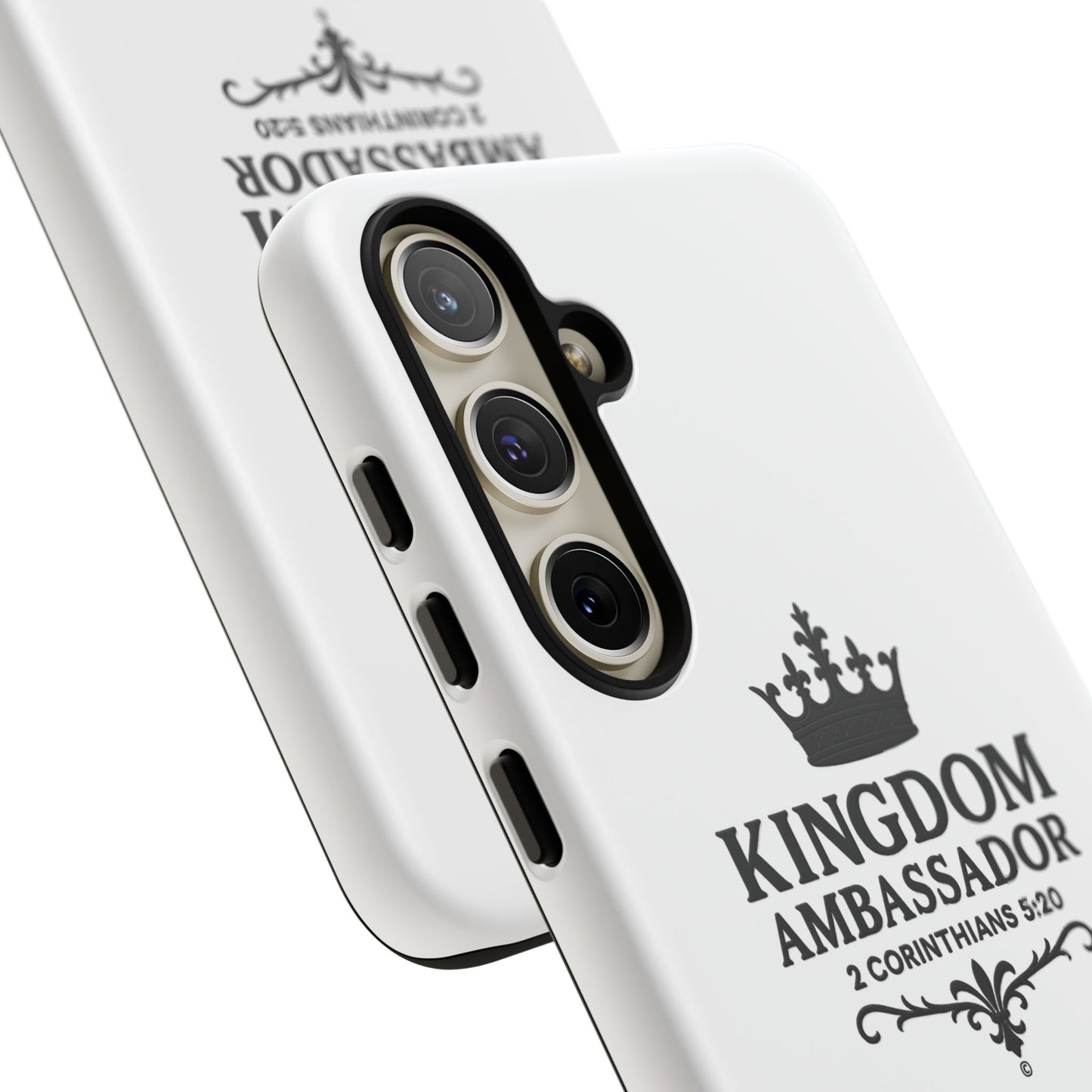 Kingdom Ambassador (Black Lettering) Rugged Phone Case, Inspirational Mobile Cover, Gift for Faith Lovers, Faith-Based Protector