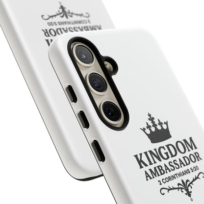 Kingdom Ambassador (Black Lettering) Rugged Phone Case, Inspirational Mobile Cover, Gift for Faith Lovers, Faith-Based Protector