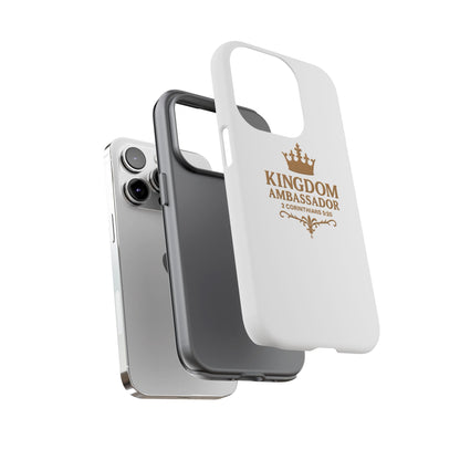 Kingdom Ambassador (Gold Lettering) Rugged Phone Case, Inspirational Mobile Cover, Gift for Faith Lovers, Faith-Based Protector