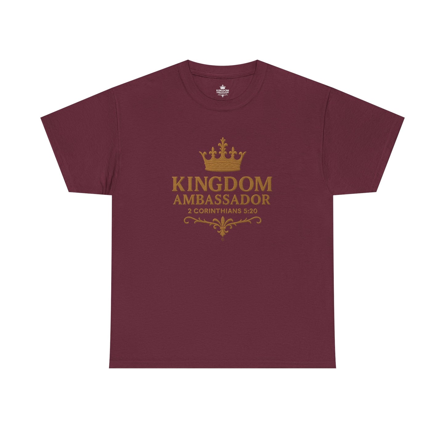 Kingdom Ambassador (Gold Lettering) Tee | Unisex Heavy Cotton Shirt, Faith-Based Apparel, Christian T-Shirt, Inspirational Gift, Scripture Tees