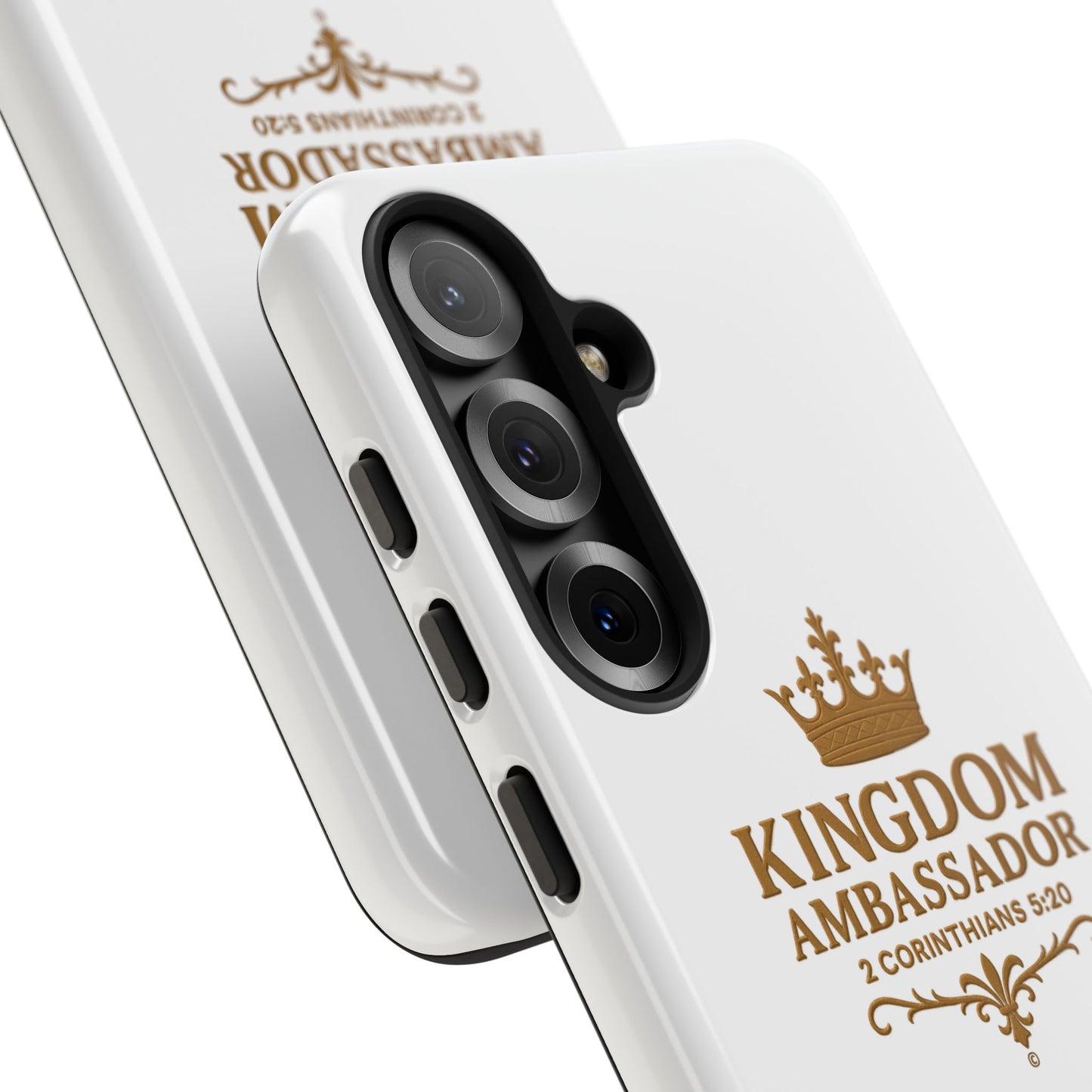 Kingdom Ambassador (Gold Lettering) Rugged Phone Case, Inspirational Mobile Cover, Gift for Faith Lovers, Faith-Based Protector