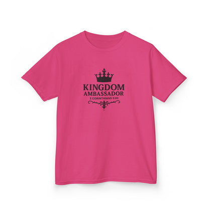 Kingdom Ambassador (Black Lettering) Kids Tee, Faith-based Inspirational Apparel, Gift for Believers, Youth Fashion, Bible Verse Shirt, Meaningful Gift