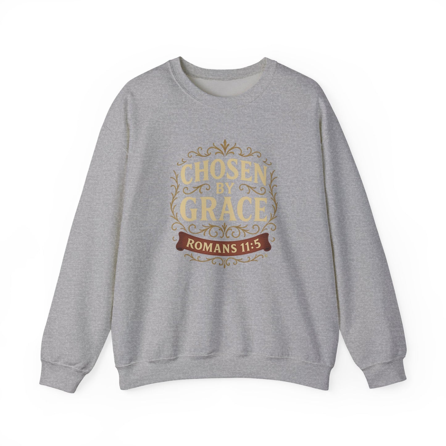 Chosen by Grace (Full Color) Unisex Crewneck Sweatshirt - Inspirational Gift, Christian Apparel, Faith-Based Fashion, Cozy Casual Wear, Bible Verse Sweatshirt