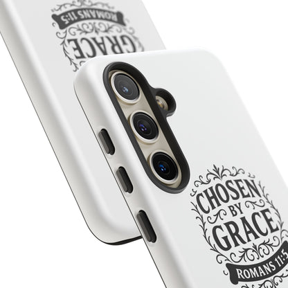 Chosen by Grace (Black Lettering), Rugged Phone Case, Inspirational Mobile Cover, Gift for Faith Lovers, Faith-Based Protector