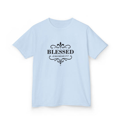 Blessed (Black Lettering) Kids Tee, Faith-based Inspirational Apparel, Gift for Believers, Youth Fashion, Bible Verse Shirt, Meaningful Gift