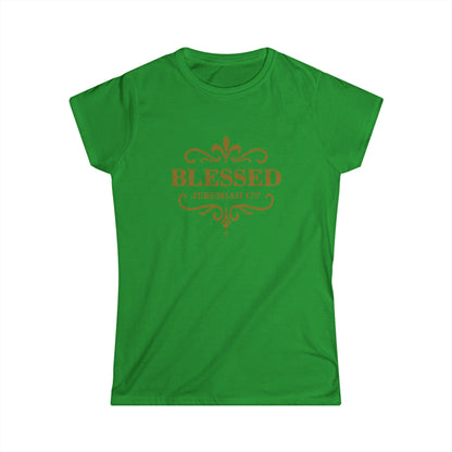Blessed (Gold Lettering) Women's Softstyle Tee - Cross Apparel USA