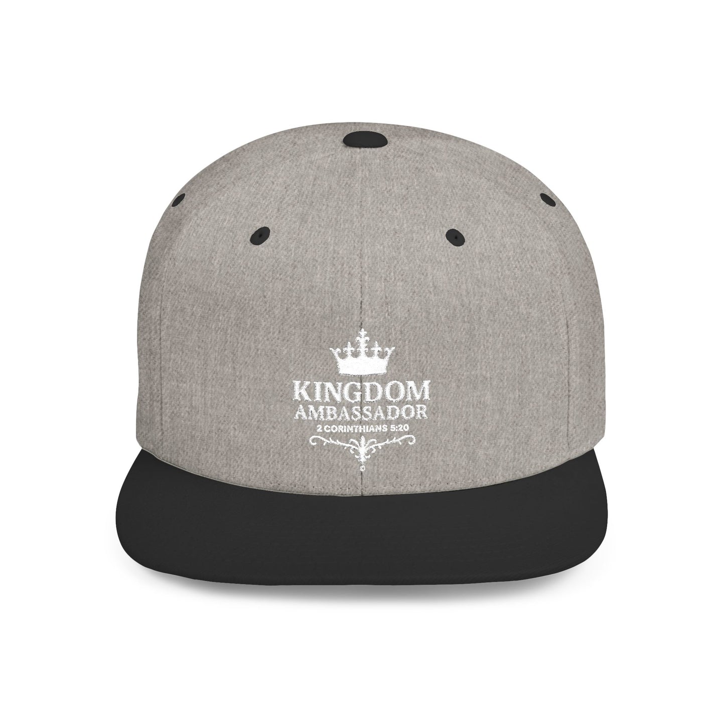 Kingdom Ambassador (White Lettering) Embroidered Flat Bill Snapback Hat, Adjustable Baseball Cap, Inspirational Streetwear, Gift for Believers, Faith-based Accessories