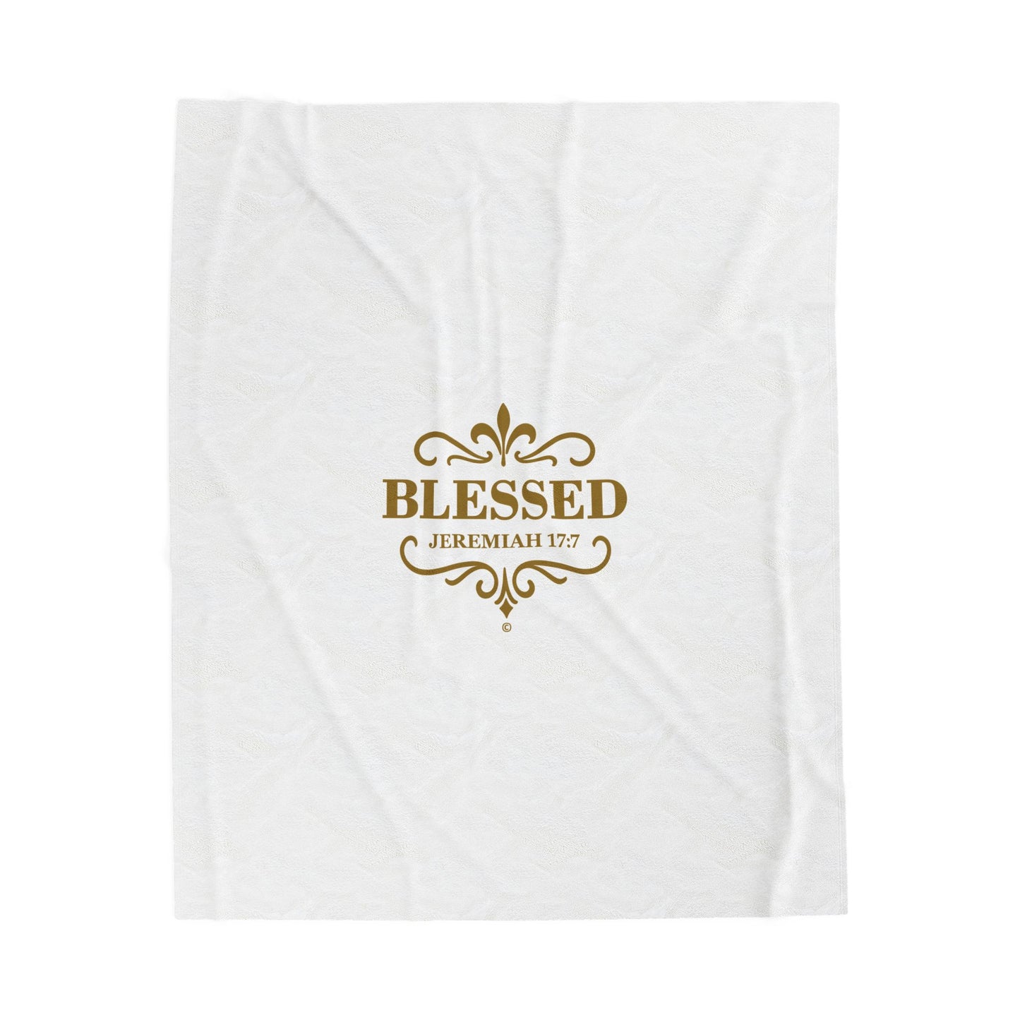 Blessed (Gold Lettering) Plush Blanket, Inspirational Home Decor, Faith-Based Decor, Modern Plush Blanket