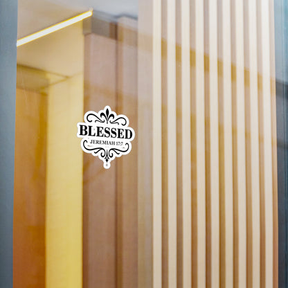 Blessed (Black Lettering) Kiss-Cut Vinyl Decals, Inspirational Wall Art, Faith-Based Gifts, Home Decor - Cross Apparel USA