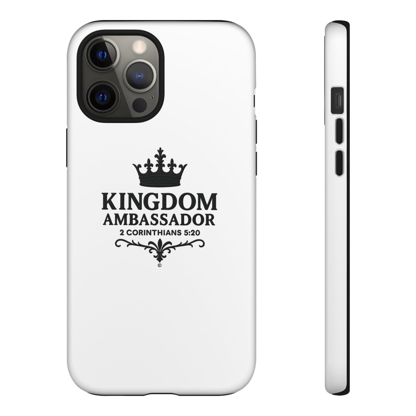 Kingdom Ambassador (Black Lettering) Rugged Phone Case, Inspirational Mobile Cover, Gift for Faith Lovers, Faith-Based Protector