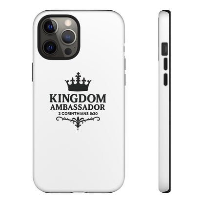 Kingdom Ambassador (Black Lettering) Rugged Phone Case, Inspirational Mobile Cover, Gift for Faith Lovers, Faith-Based Protector