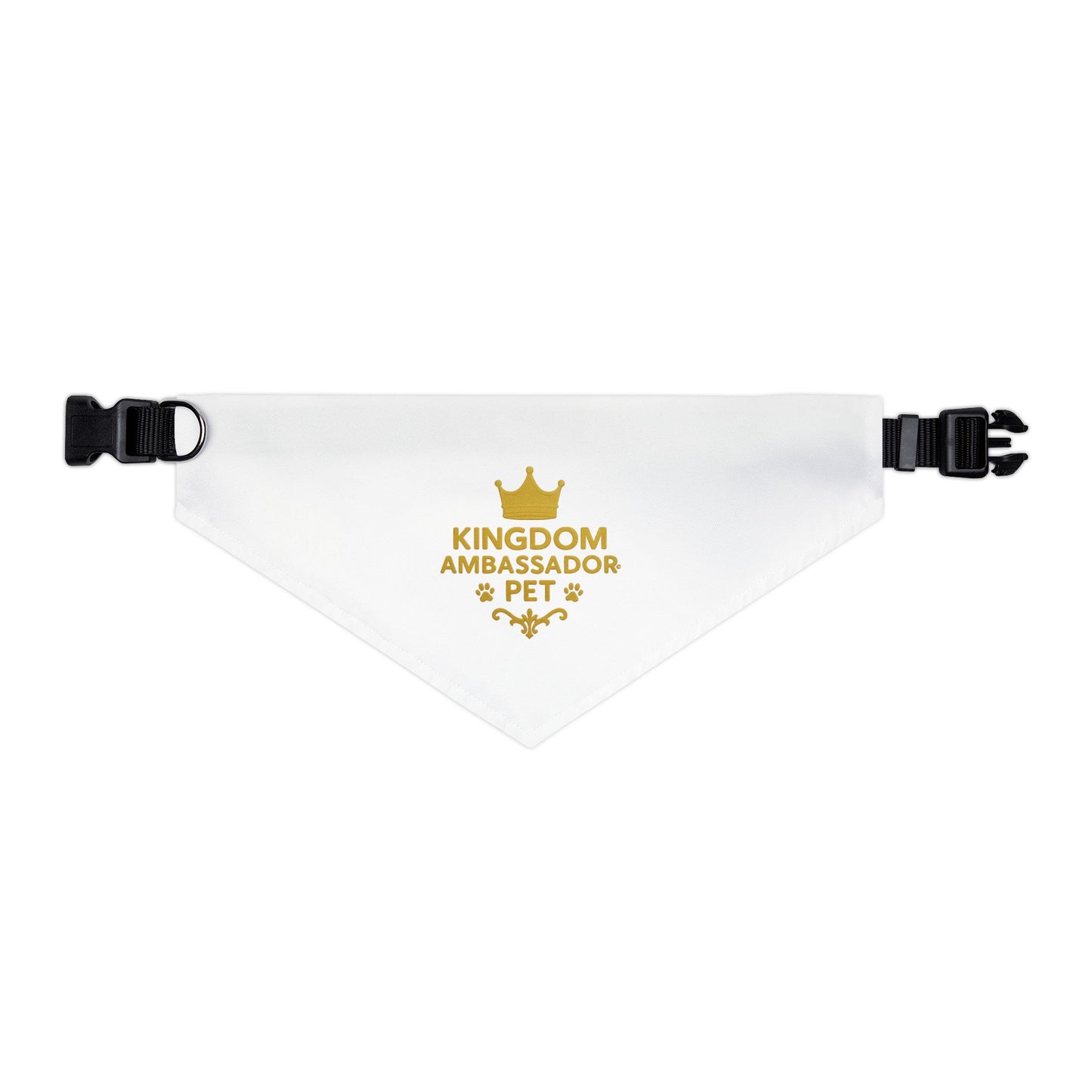 Kingdom Ambassador Pet (Gold Lettering) Bandana Collar, Inspirational Pet Fashion Accessory, Pet Lover Gift