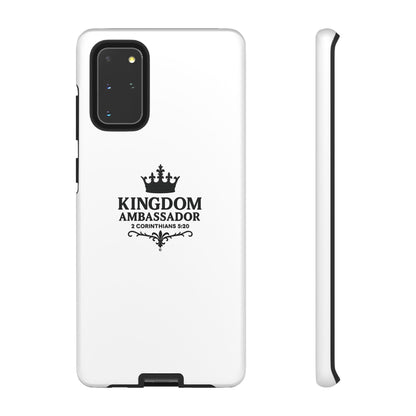 Kingdom Ambassador (Black Lettering) Rugged Phone Case, Inspirational Mobile Cover, Gift for Faith Lovers, Faith-Based Protector - Cross Apparel USA