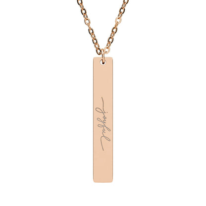 Joyful Engraved Vertical Bar Necklace